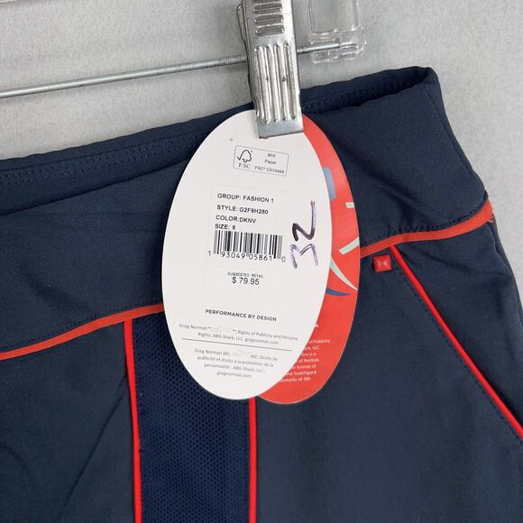 Greg Norman Skirt Womens 8 Dark Navy Red Skort Shorts Golf Performance Active - Picture 5 of 14